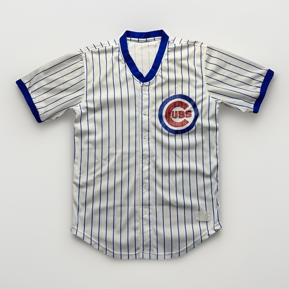 Vintage Rawlings Chicago Cubs Pinstripe Jersey Large MLB Baseball USA Made 90s - Picture 1 of 12